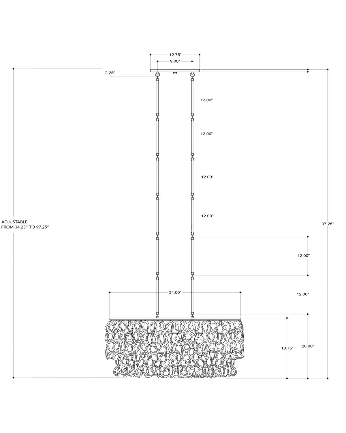 CURREY & COMPANY, STILLWATER OYSTER SHELL OVAL CHANDELIER, CHANDELIER LIGHT