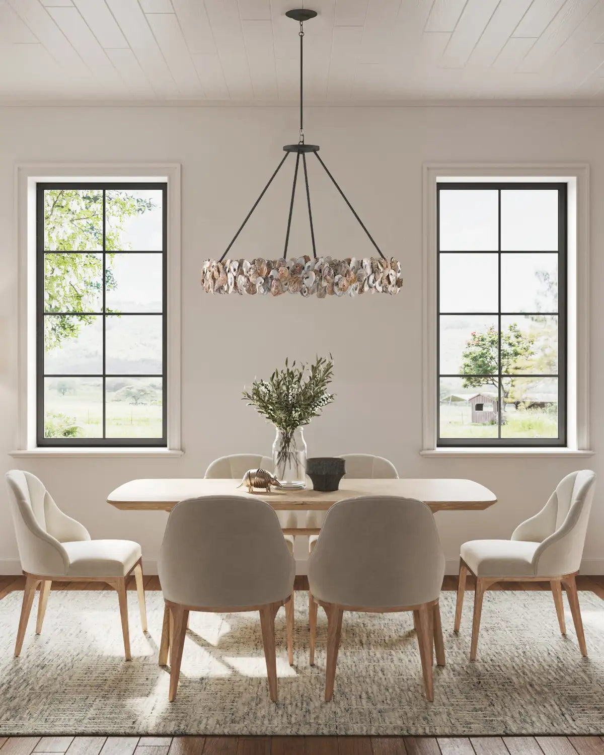 CURREY & COMPANY, OYSTER SHELL CHANDELIER, CHANDELIER LIGHT