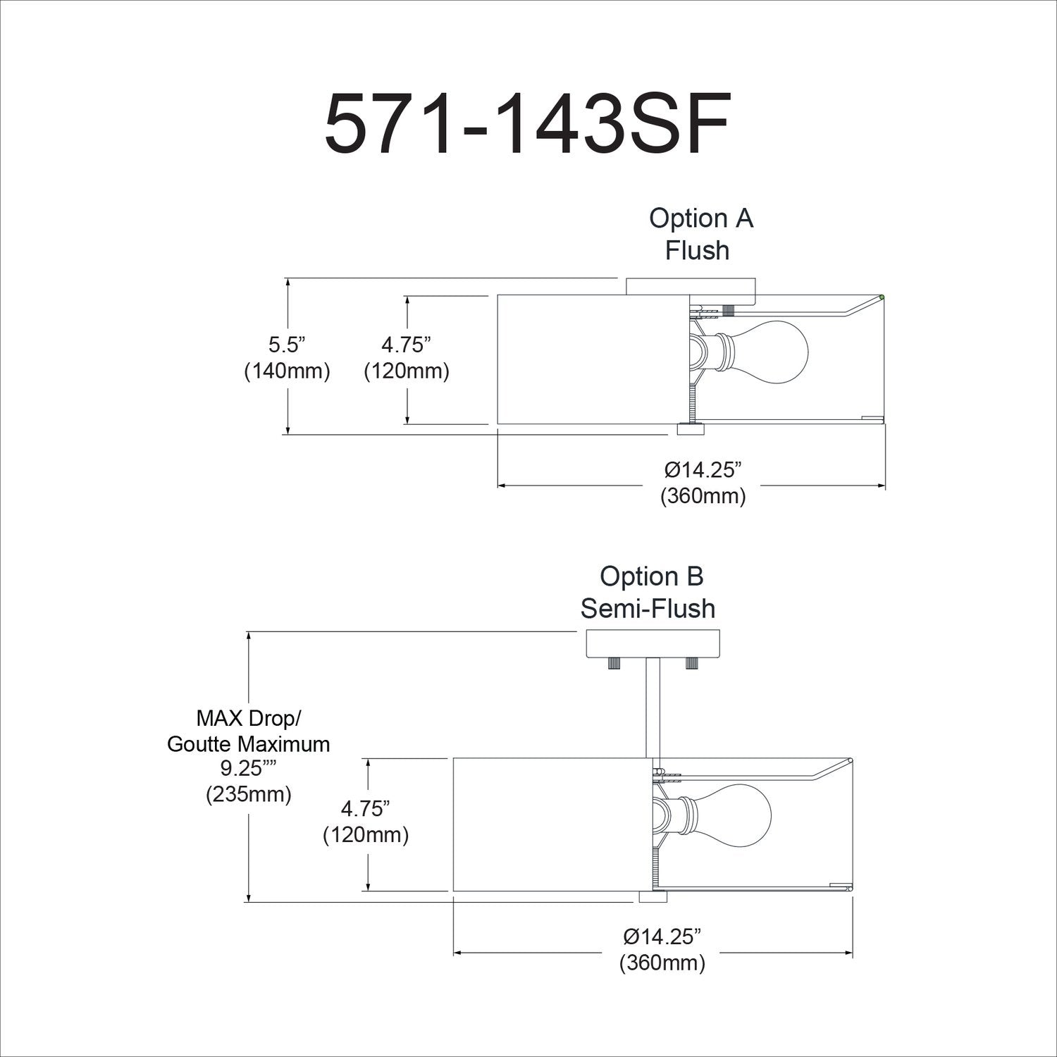 DAINOLITE, EVERLY CEILING SEMI FLUSH, SEMI FLUSH MOUNT LIGHT