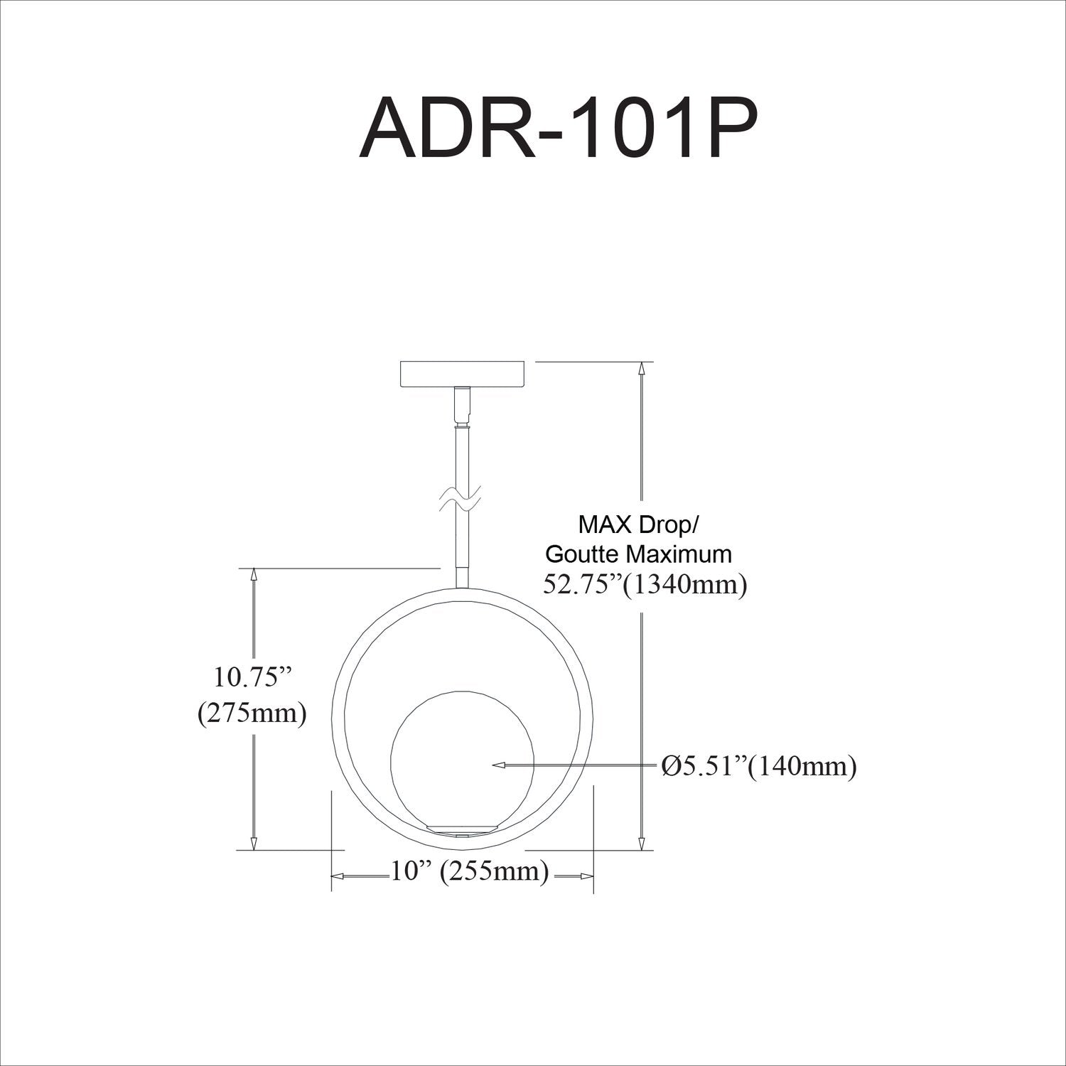 DAINOLITE, ADRIENNA HANGING PENDANT, PENDANT LIGHT