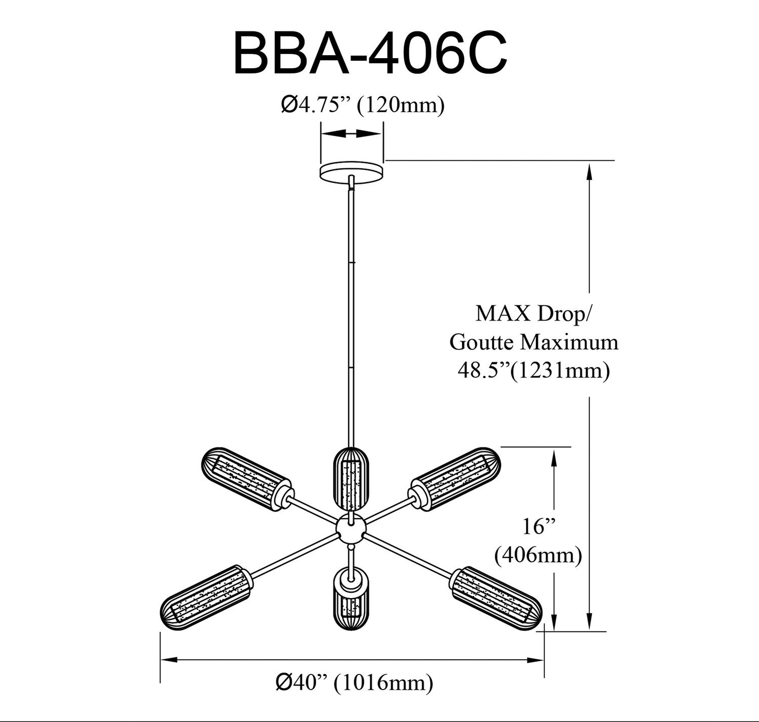 DAINOLITE, BALBINA HANGING CHANDELIER, CHANDELIER LIGHT