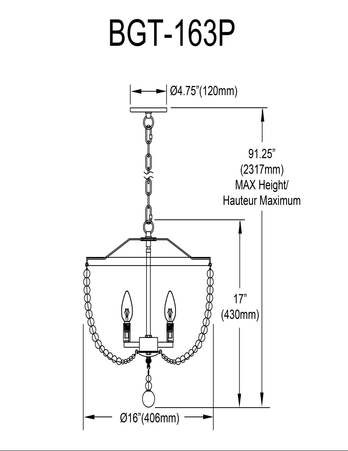 DAINOLITE, BRIDGET HANGING PENDANT, PENDANT LIGHT