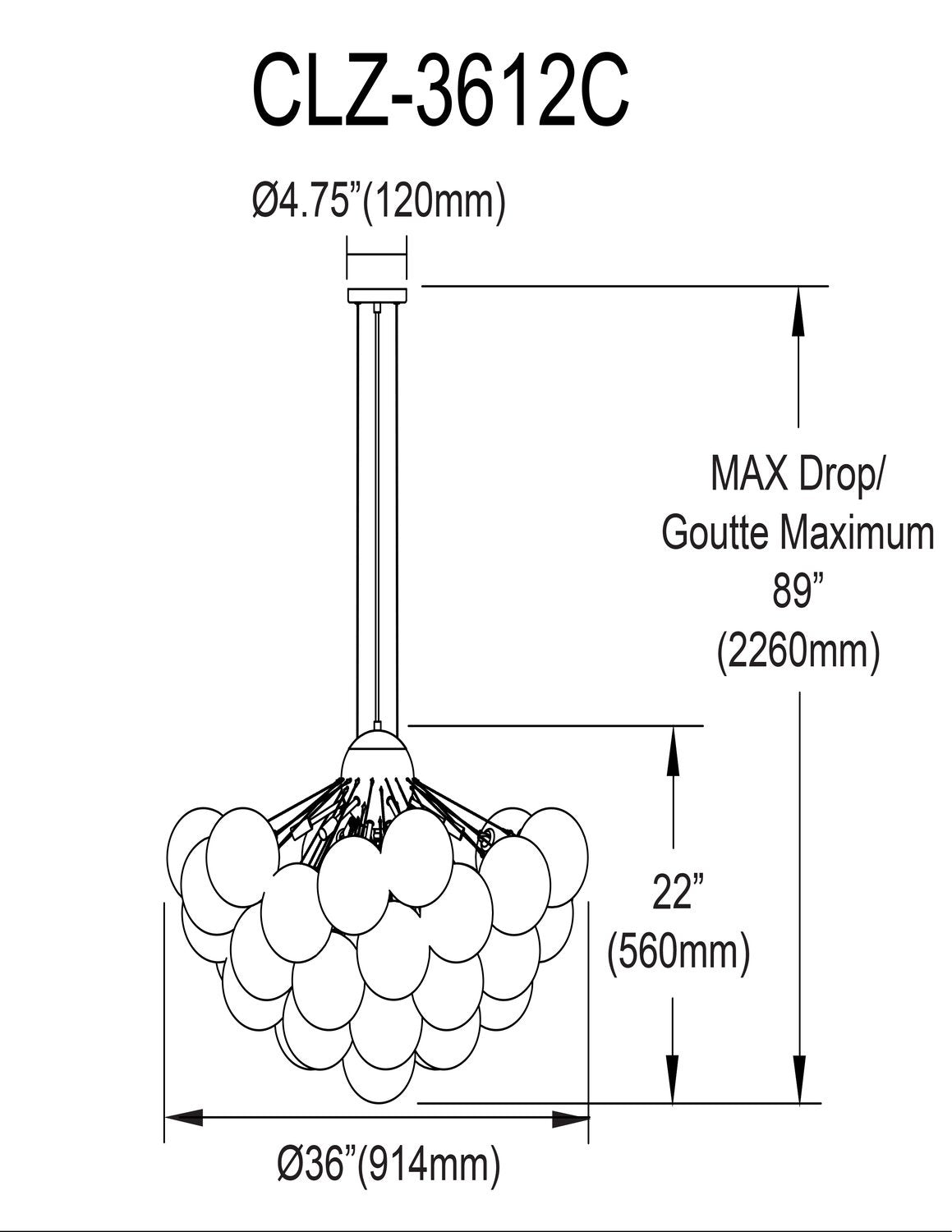 DAINOLITE, CHARLIZE HANGING CHANDELIER, CHANDELIER LIGHT