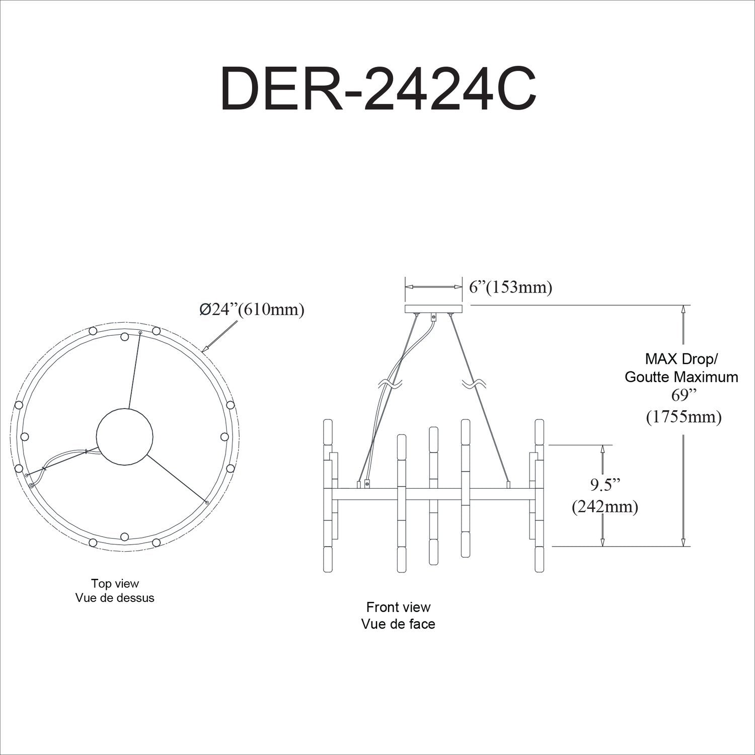 DAINOLITE, DERRY HANGING CHANDELIER, CHANDELIER LIGHT