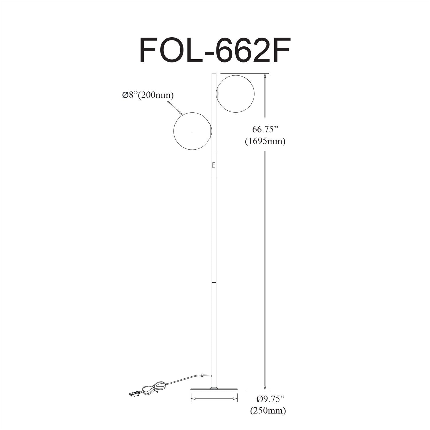 DAINOLITE, FOLGAR FLOOR DECORATIVE, FLOOR LAMP