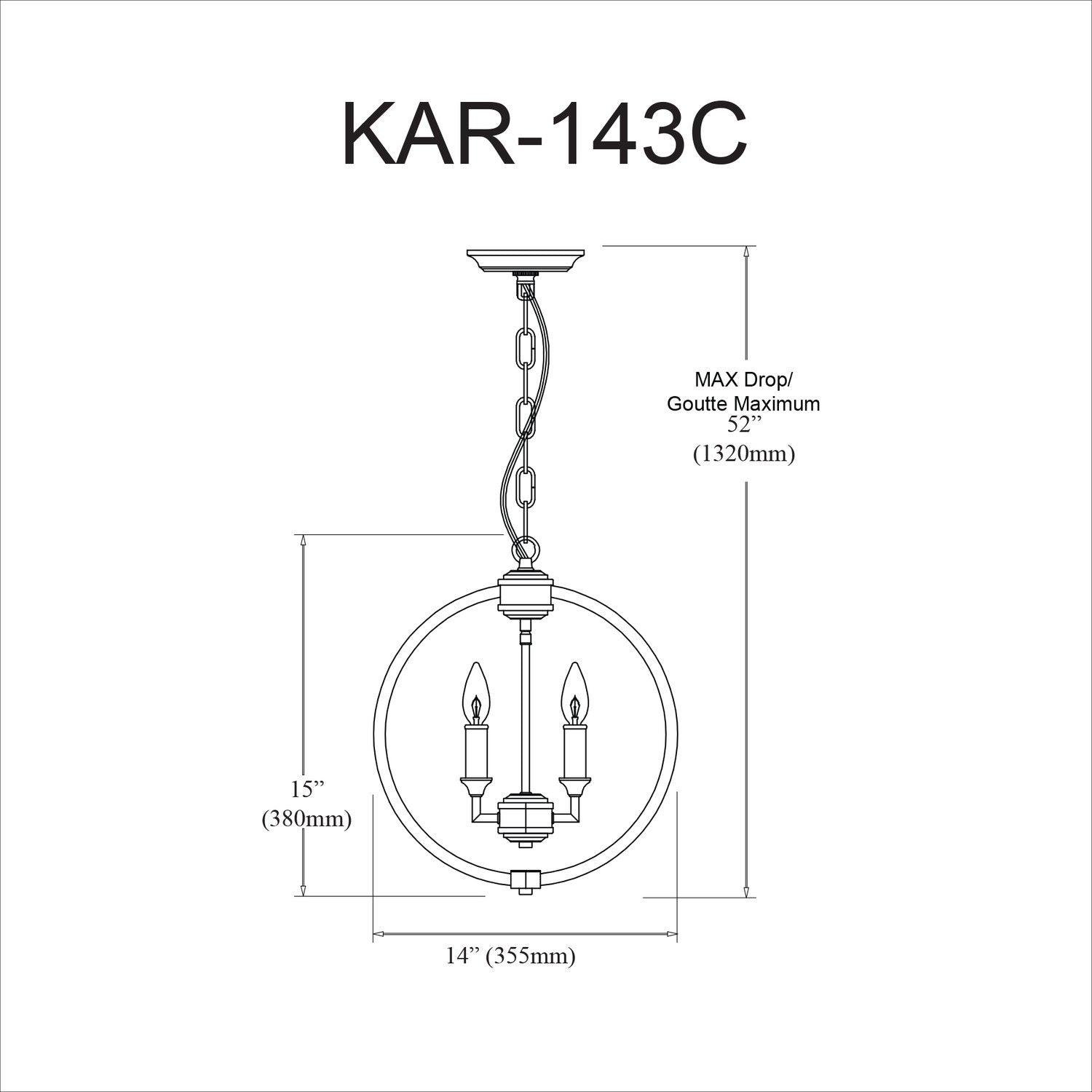 DAINOLITE, KARLAND HANGING CHANDELIER, CHANDELIER LIGHT
