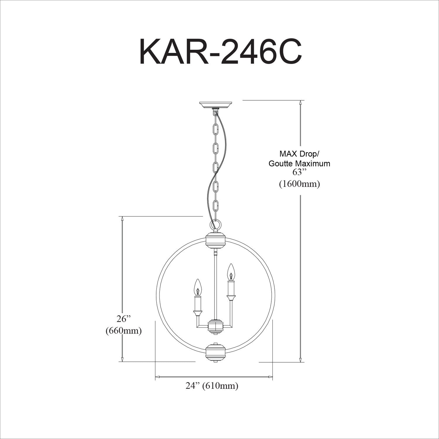 DAINOLITE, KARLAND HANGING CHANDELIER, CHANDELIER LIGHT