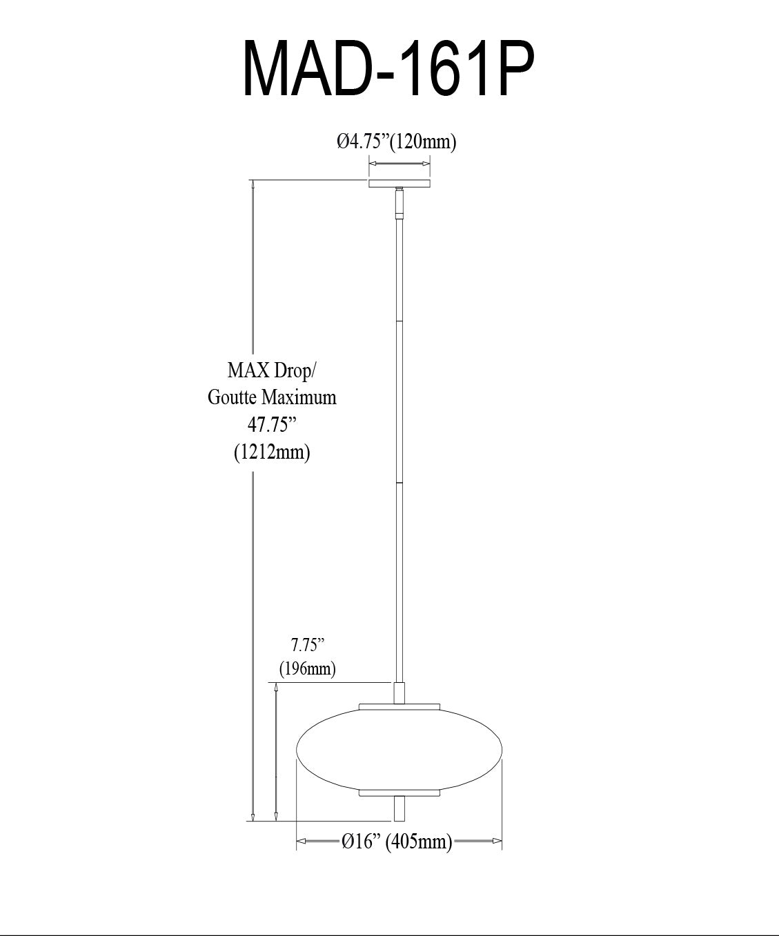 DAINOLITE, MADDIE HANGING PENDANT, PENDANT LIGHT