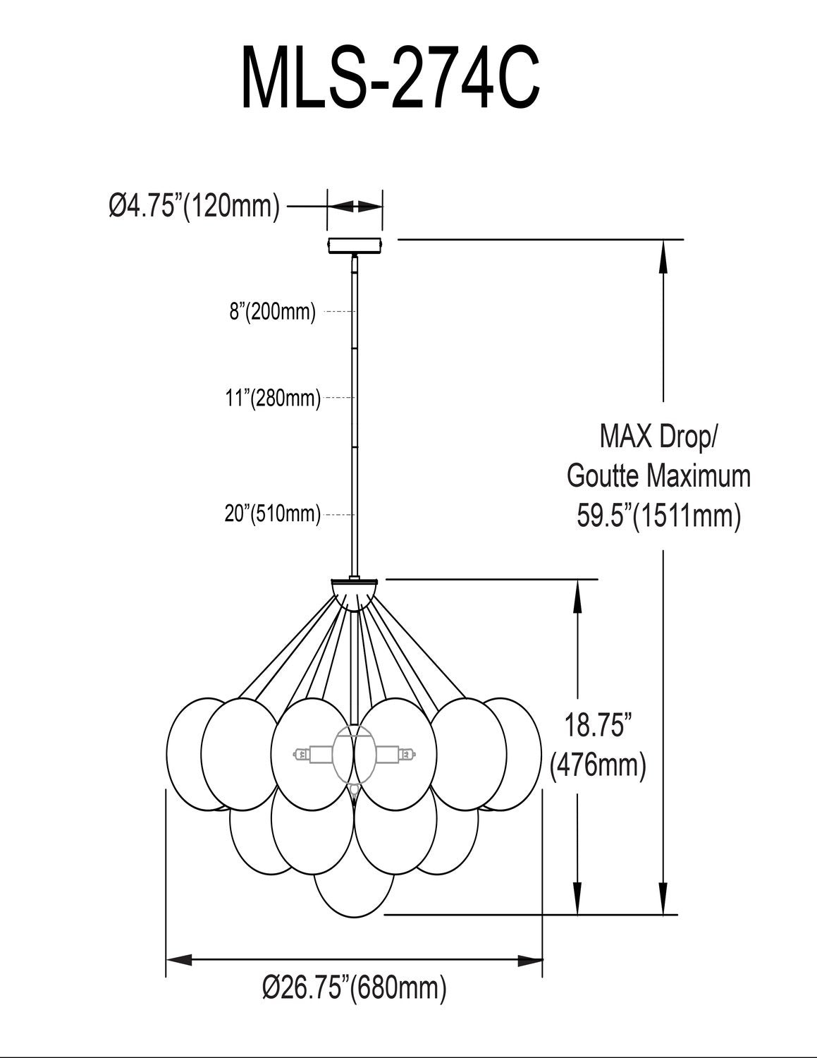 DAINOLITE, MILES HANGING CHANDELIER, CHANDELIER LIGHT