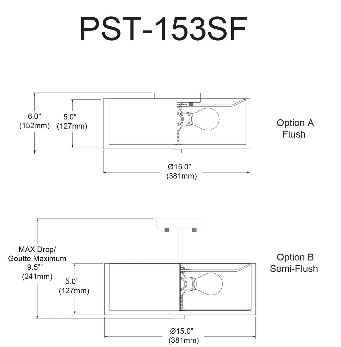 DAINOLITE LTD. PST-153SF-MB-WH f0def15e-ee59-4b50-a02e-0c0158de62a9