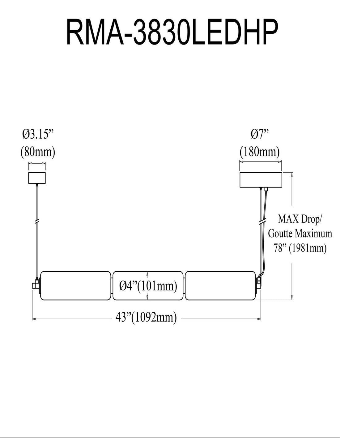DAINOLITE, RAMONA HANGING PENDANT, PENDANT LIGHT