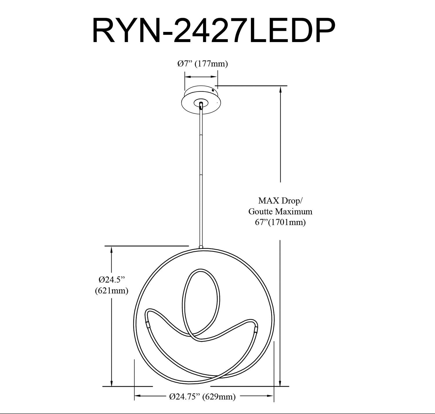 DAINOLITE, RAELYNN HANGING PENDANT, PENDANT LIGHT
