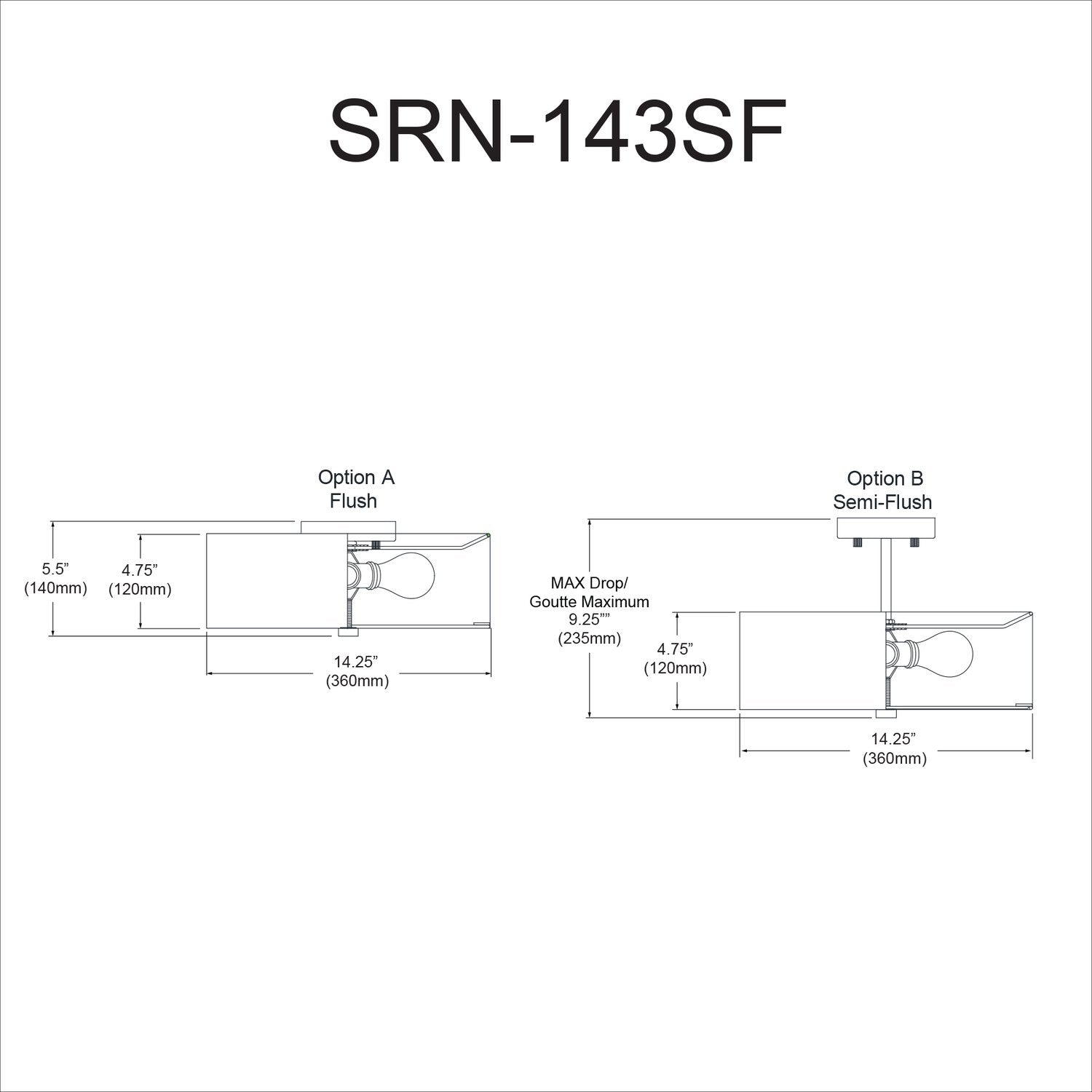 DAINOLITE, SEREN CEILING SEMI FLUSH, SEMI FLUSH MOUNT LIGHT