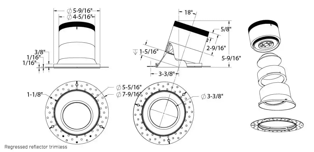 DALS, MODA DOWNLIGHT - WHITE, FLUSH MOUNT CEILING LIGHTS