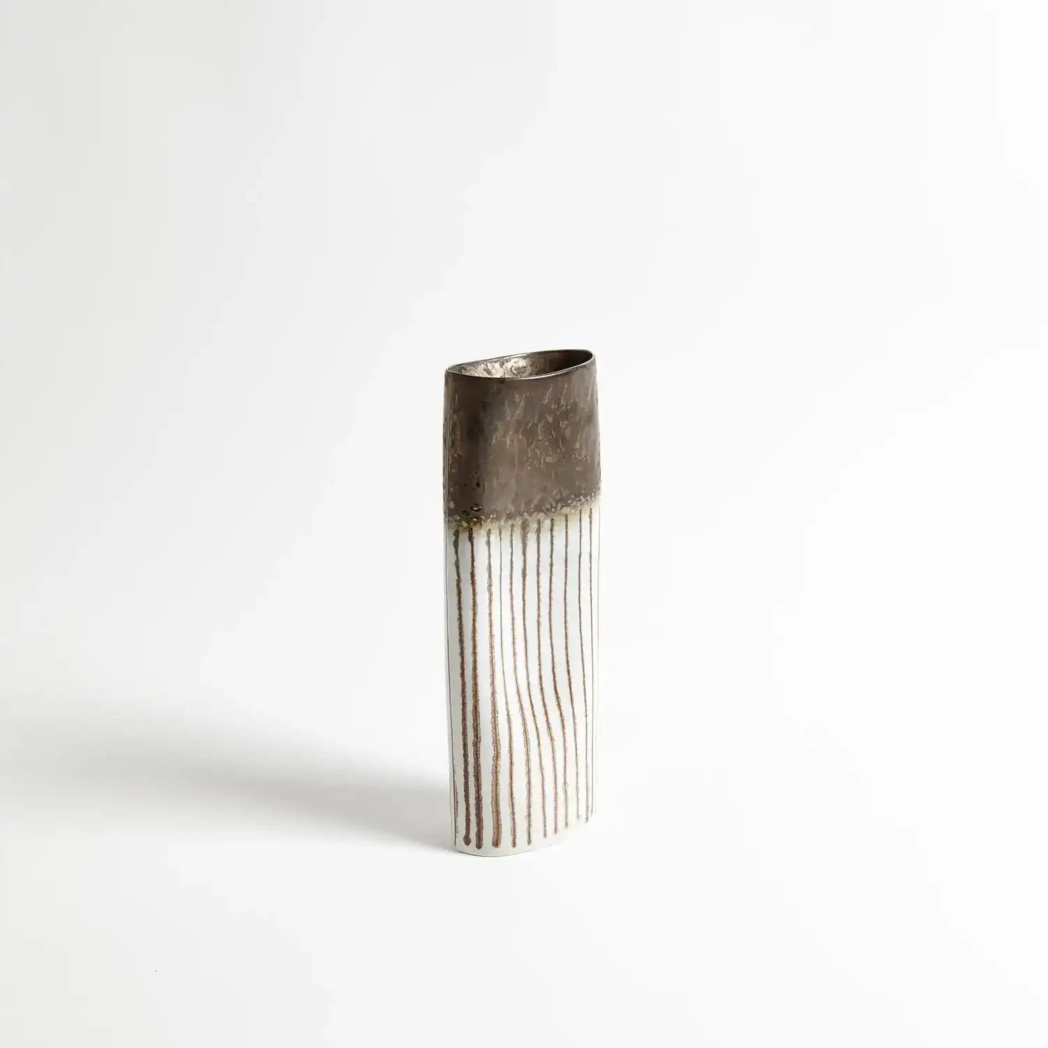 GLOBAL VIEWS REACTIVE BRONZE STRIPE OVAL VASE - Decorative Accents