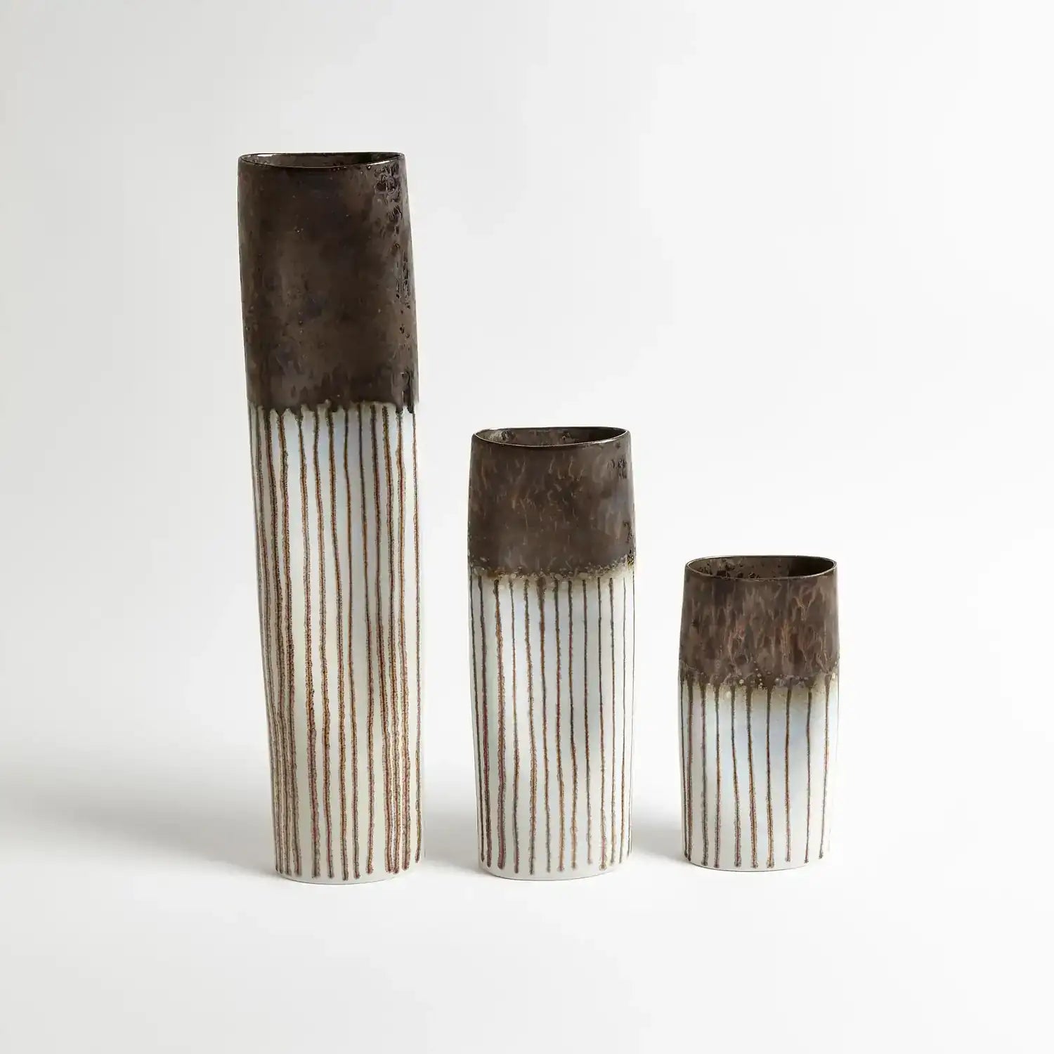GLOBAL VIEWS REACTIVE BRONZE STRIPE OVAL VASE - Decorative Accents