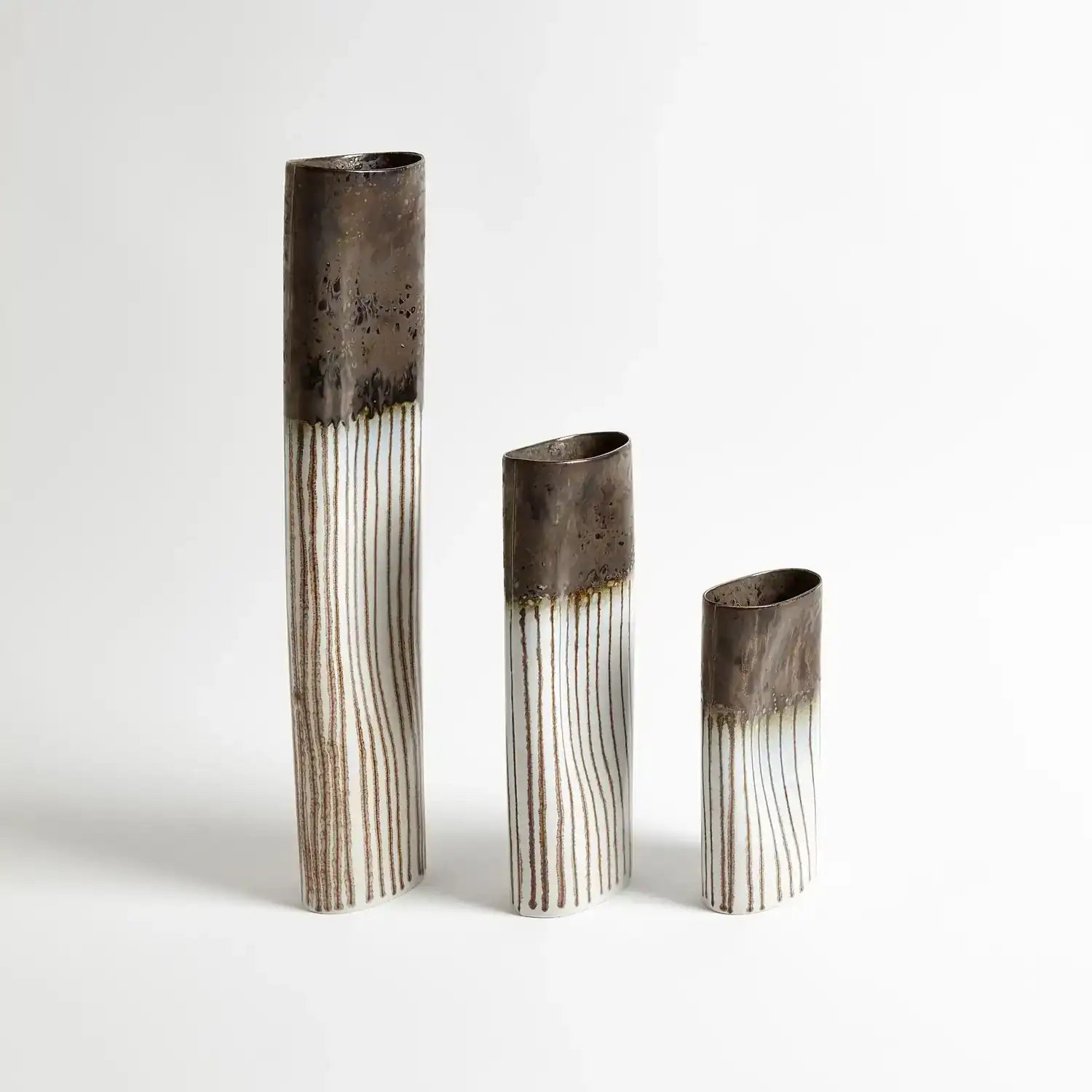 GLOBAL VIEWS REACTIVE BRONZE STRIPE OVAL VASE - Decorative Accents