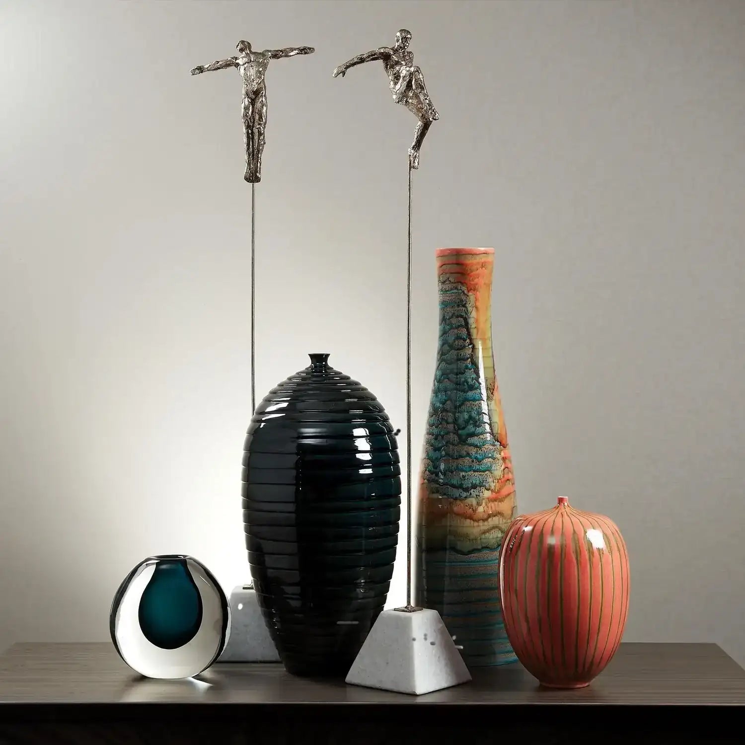GLOBAL VIEWS WATERCOLOR RINGED VASE - Decorative Accents
