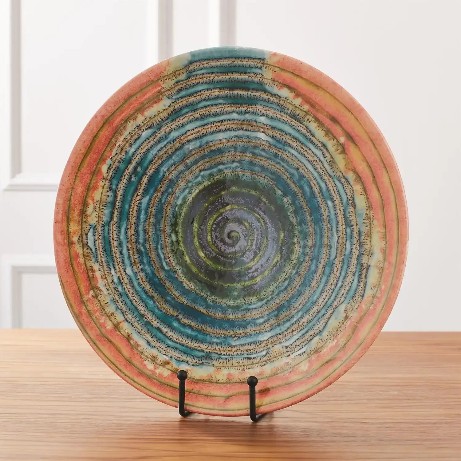 GLOBAL VIEWS WATERCOLOR RINGED CHARGER - Decorative Accents