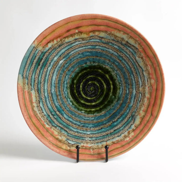 GLOBAL VIEWS WATERCOLOR RINGED CHARGER - Decorative Accents