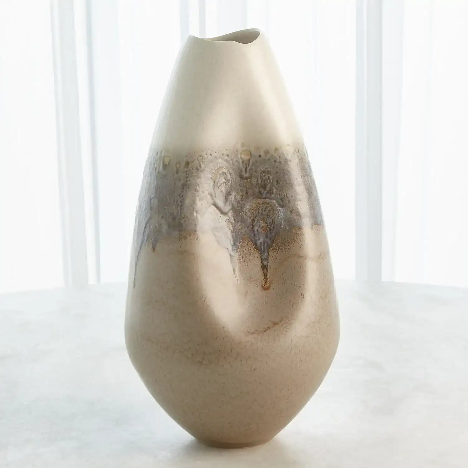 GLOBAL VIEWS CREAM RISES DENTED VASE - Decorative Accents