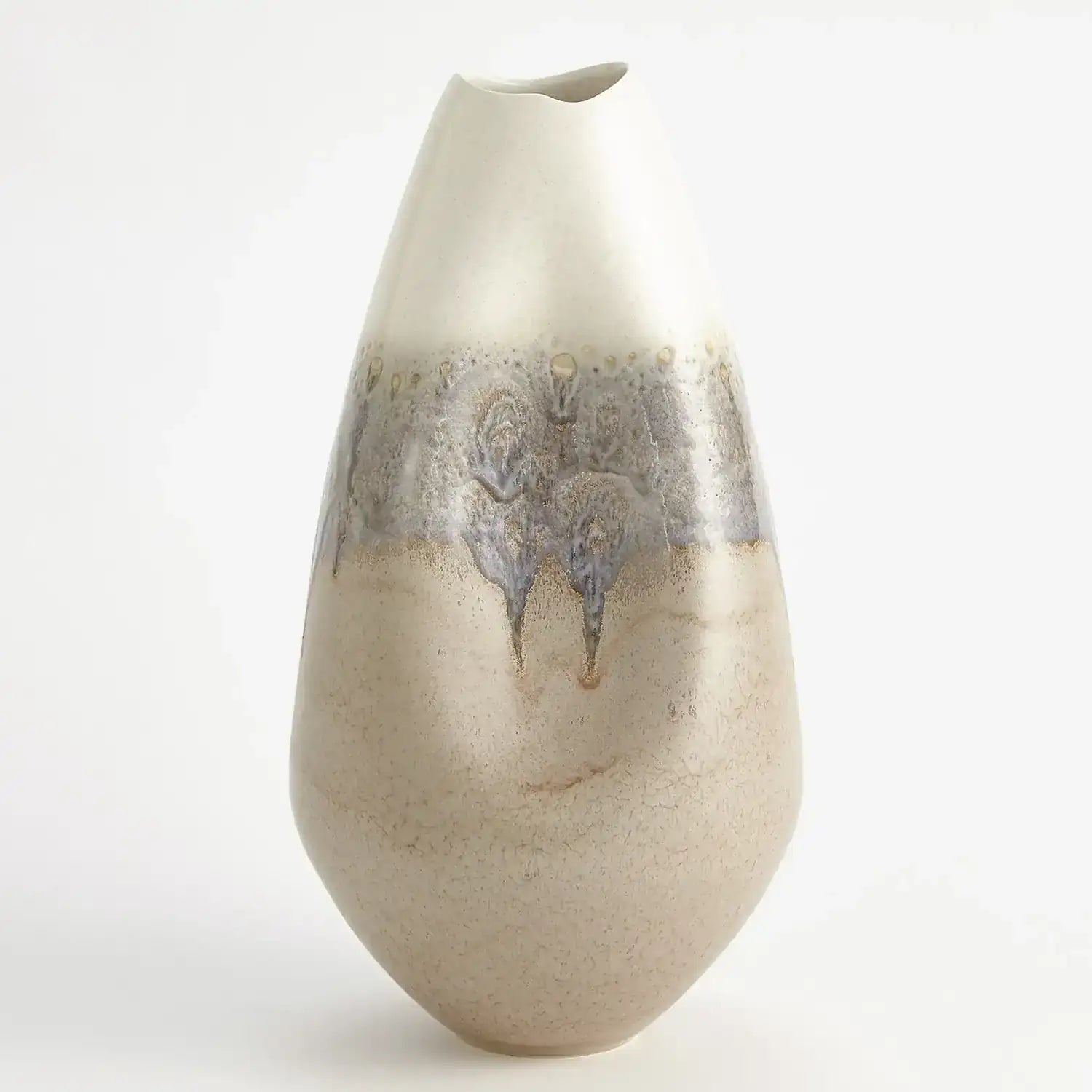 GLOBAL VIEWS CREAM RISES DENTED VASE - Decorative Accents