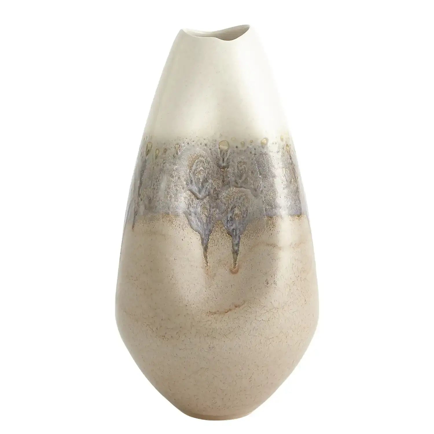 GLOBAL VIEWS CREAM RISES DENTED VASE - Decorative Accents