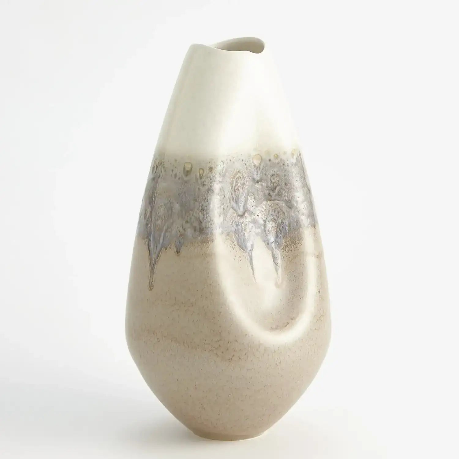 GLOBAL VIEWS CREAM RISES DENTED VASE - Decorative Accents