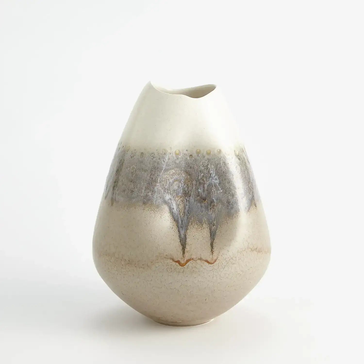 GLOBAL VIEWS CREAM RISES DENTED VASE - Decorative Accents