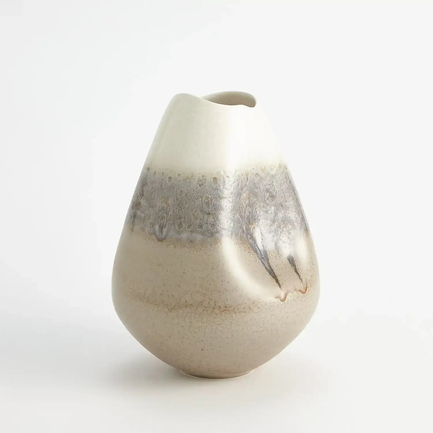 GLOBAL VIEWS CREAM RISES DENTED VASE - Decorative Accents