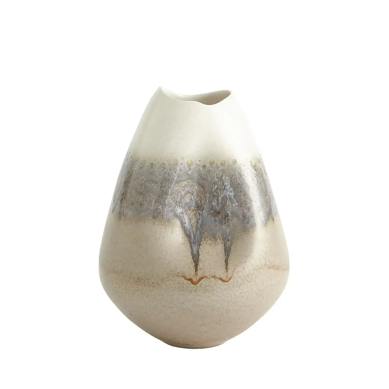 GLOBAL VIEWS CREAM RISES DENTED VASE - Decorative Accents