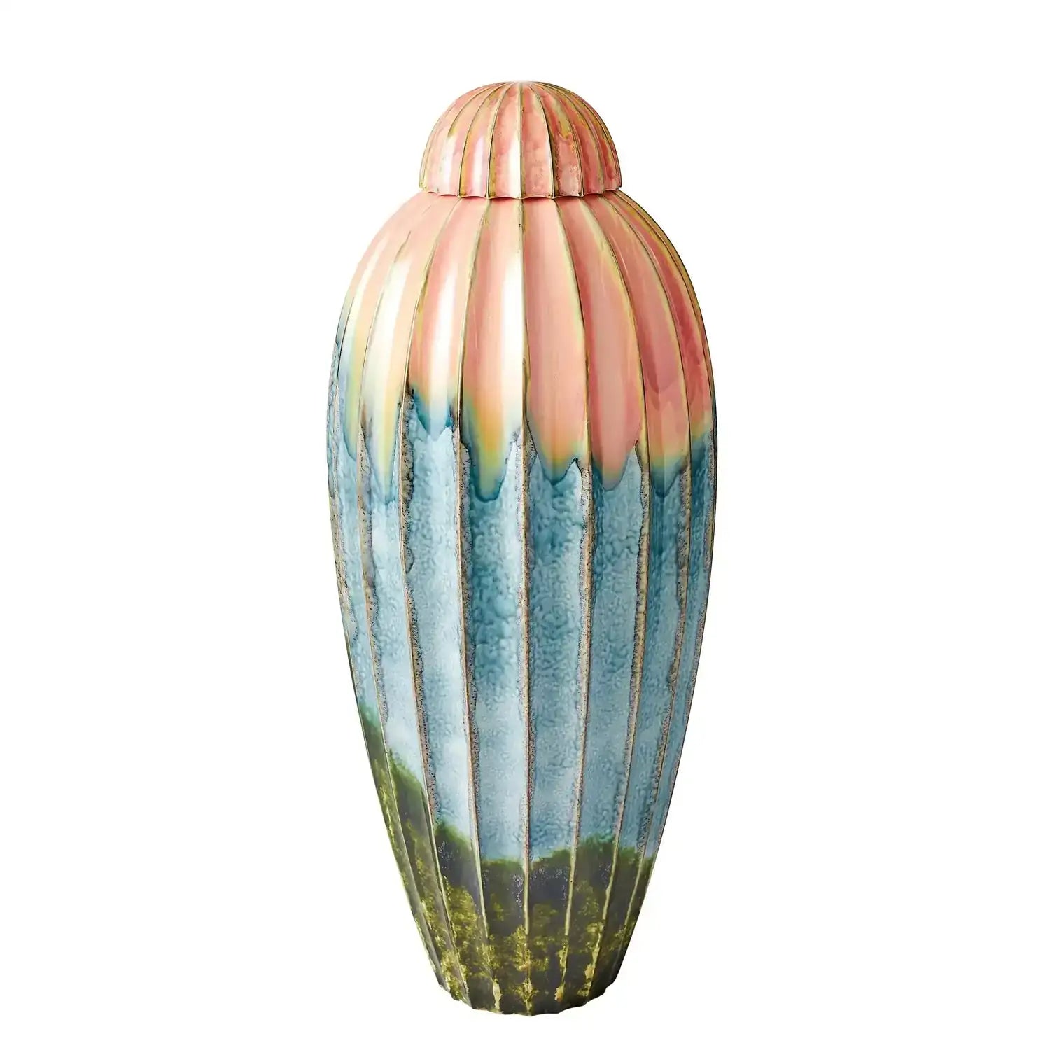 GLOBAL VIEWS FLUTED JAR W/LID - Decorative Accents