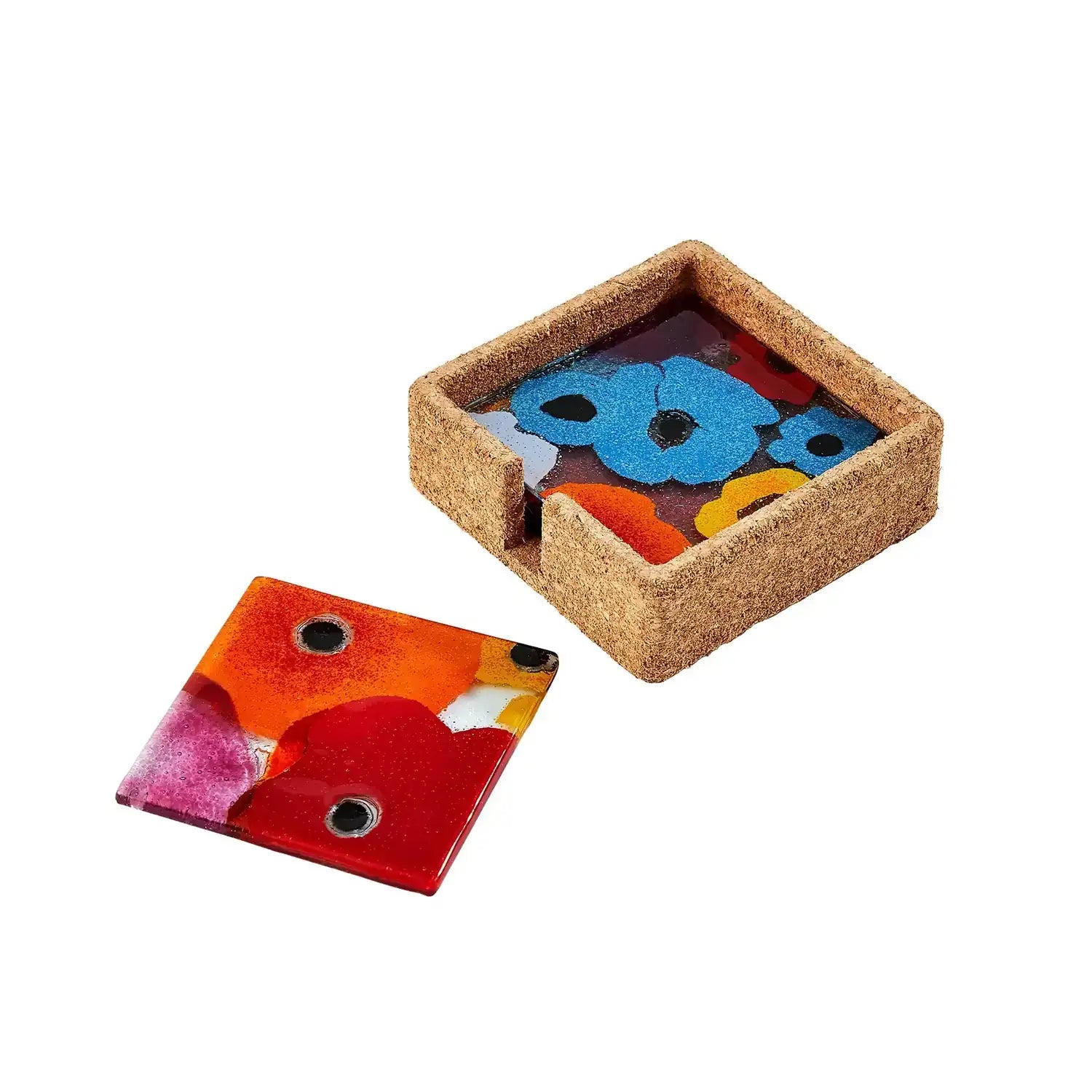 GLOBAL VIEWS FUSED FLORAL COASTER SET - Art