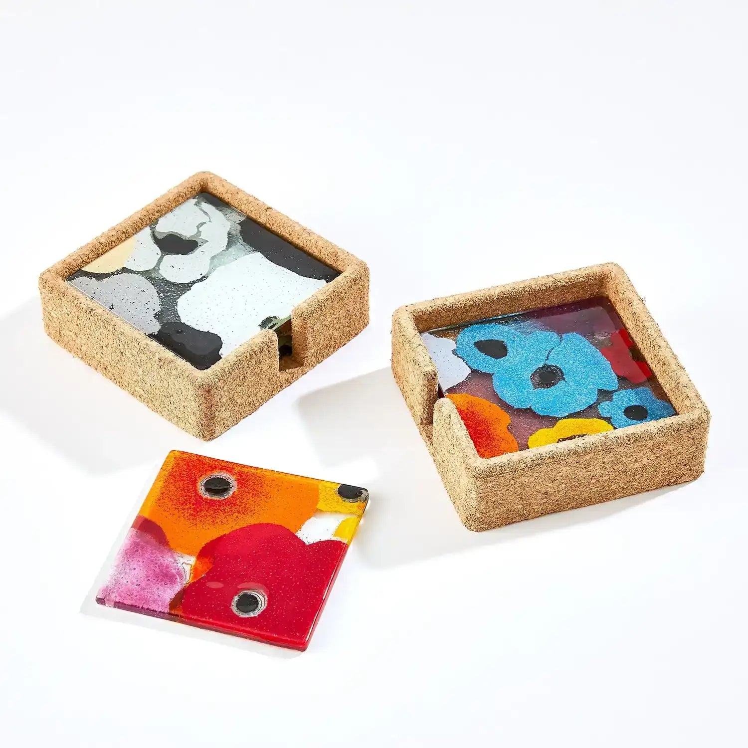 GLOBAL VIEWS FUSED FLORAL COASTER SET - Art