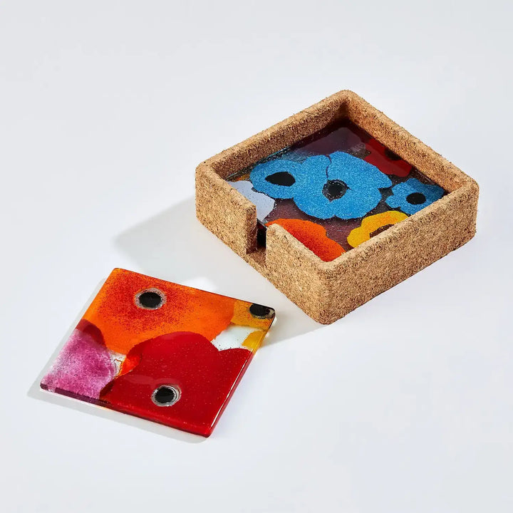 GLOBAL VIEWS FUSED FLORAL COASTER SET - Art