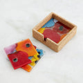 GLOBAL VIEWS FUSED FLORAL COASTER SET - Art
