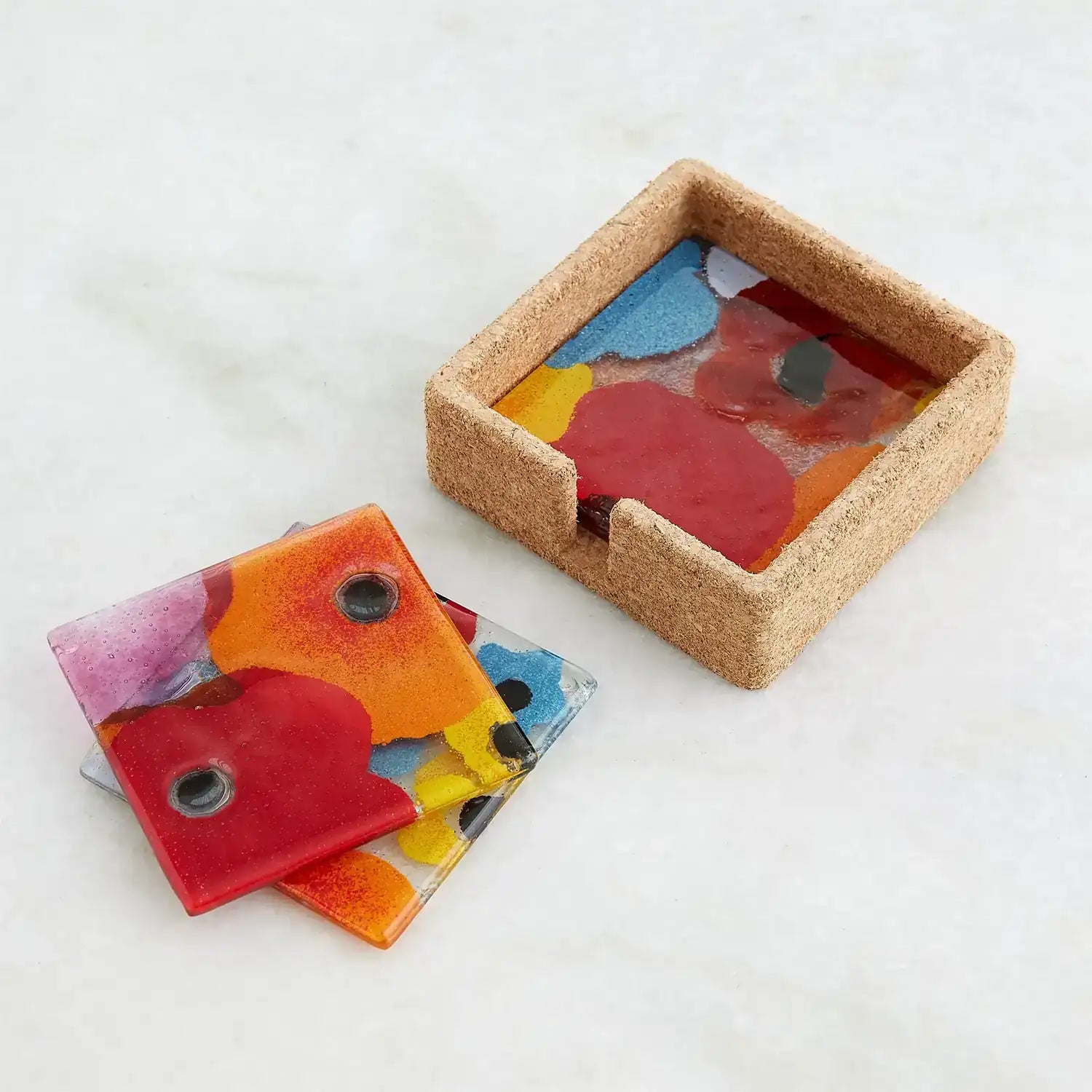 GLOBAL VIEWS FUSED FLORAL COASTER SET - Art