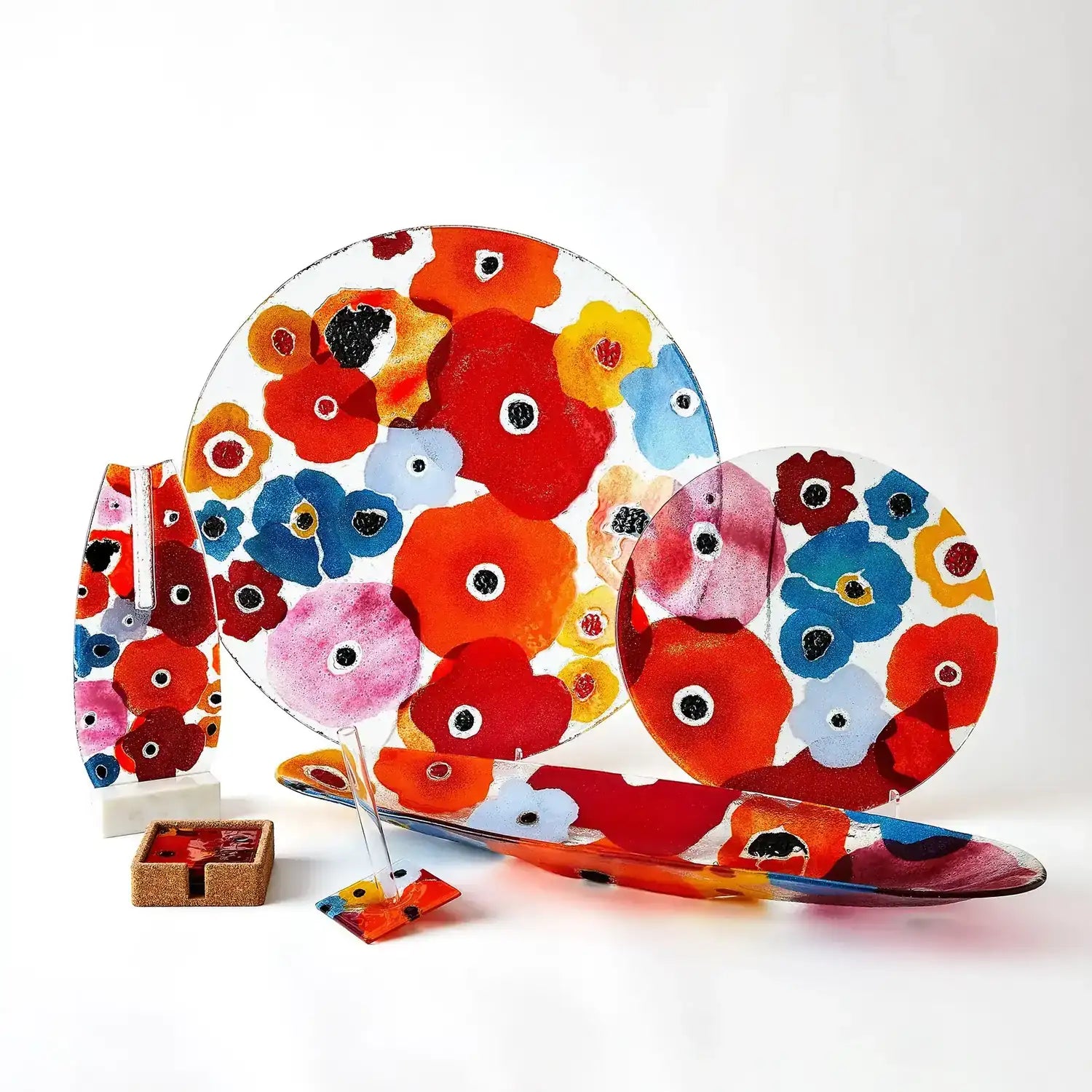 GLOBAL VIEWS FUSED FLORAL FLAT VASE - Art