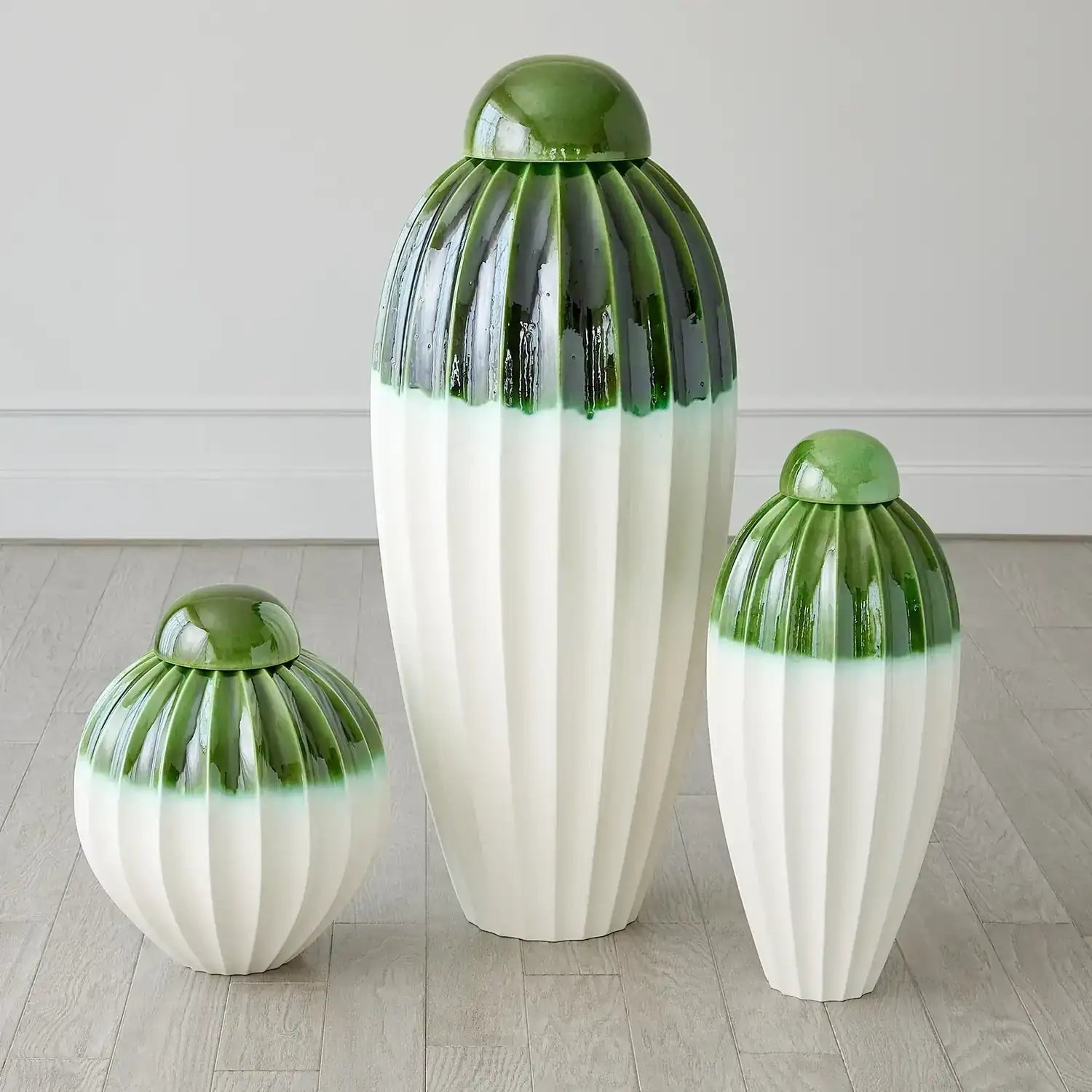 GLOBAL VIEWS FLUTED JAR W/LID - Decorative Accents