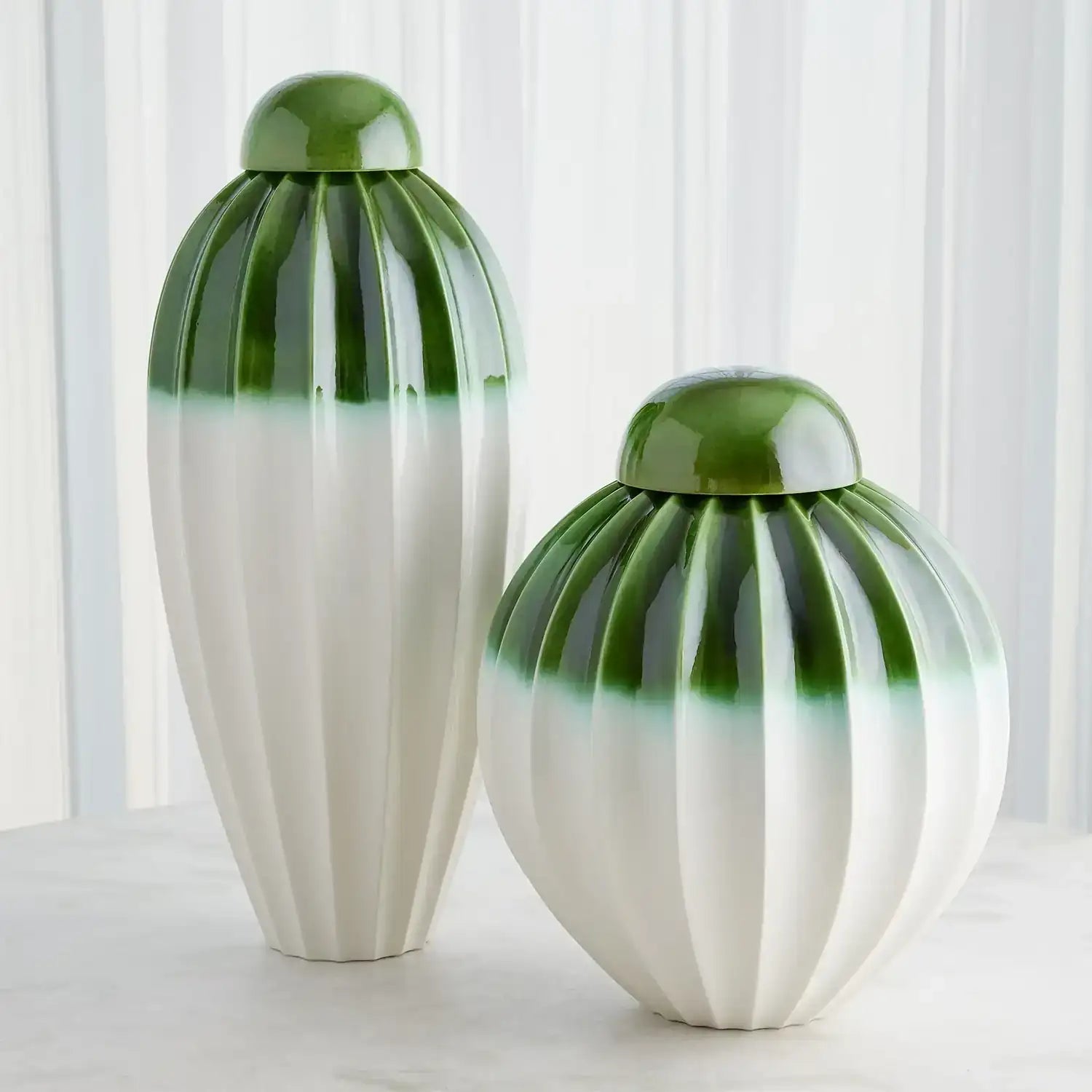 GLOBAL VIEWS FLUTED JAR W/LID - Decorative Accents