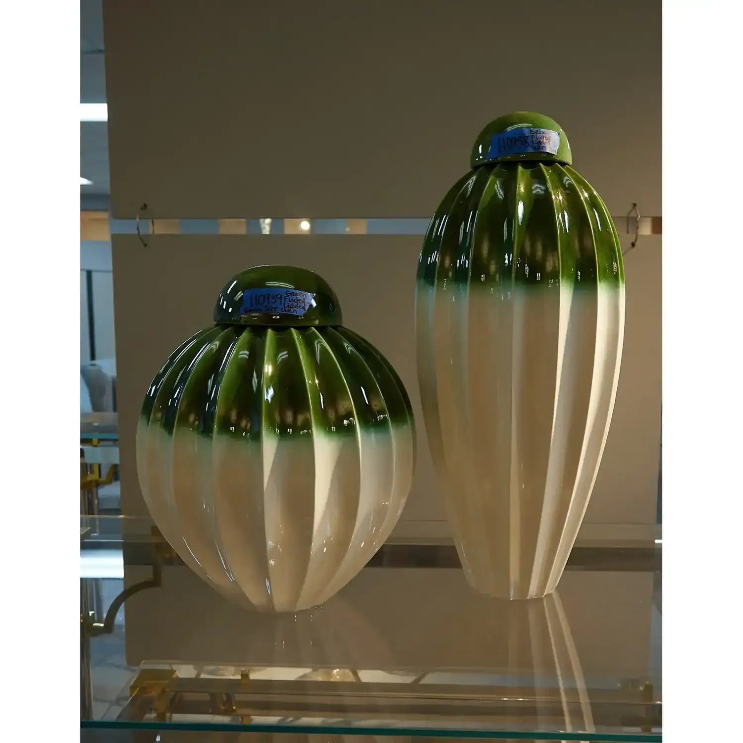 GLOBAL VIEWS FLUTED JAR W/LID - Decorative Accents