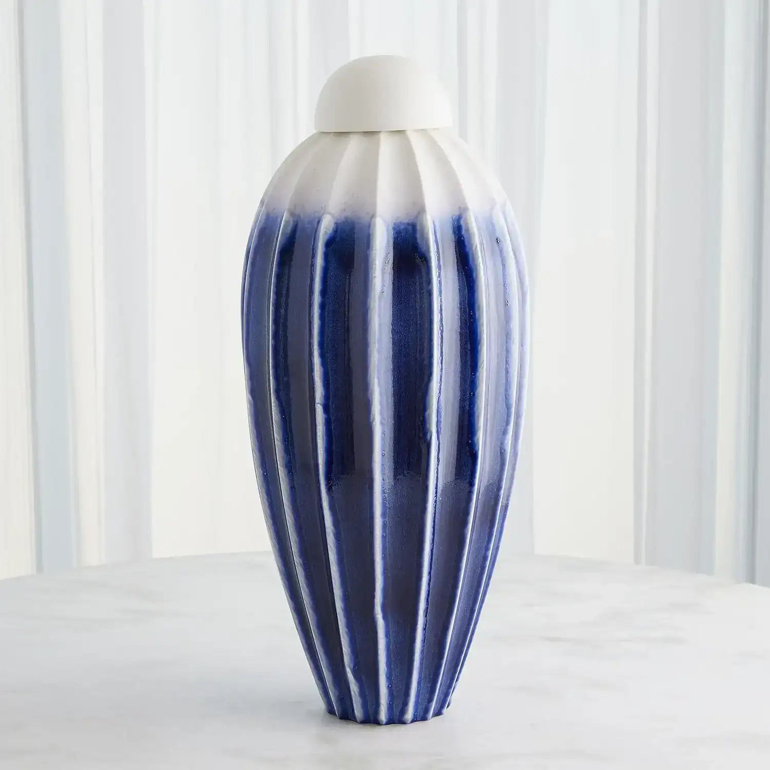 GLOBAL VIEWS FLUTED JAR W/LID - Decorative Accents