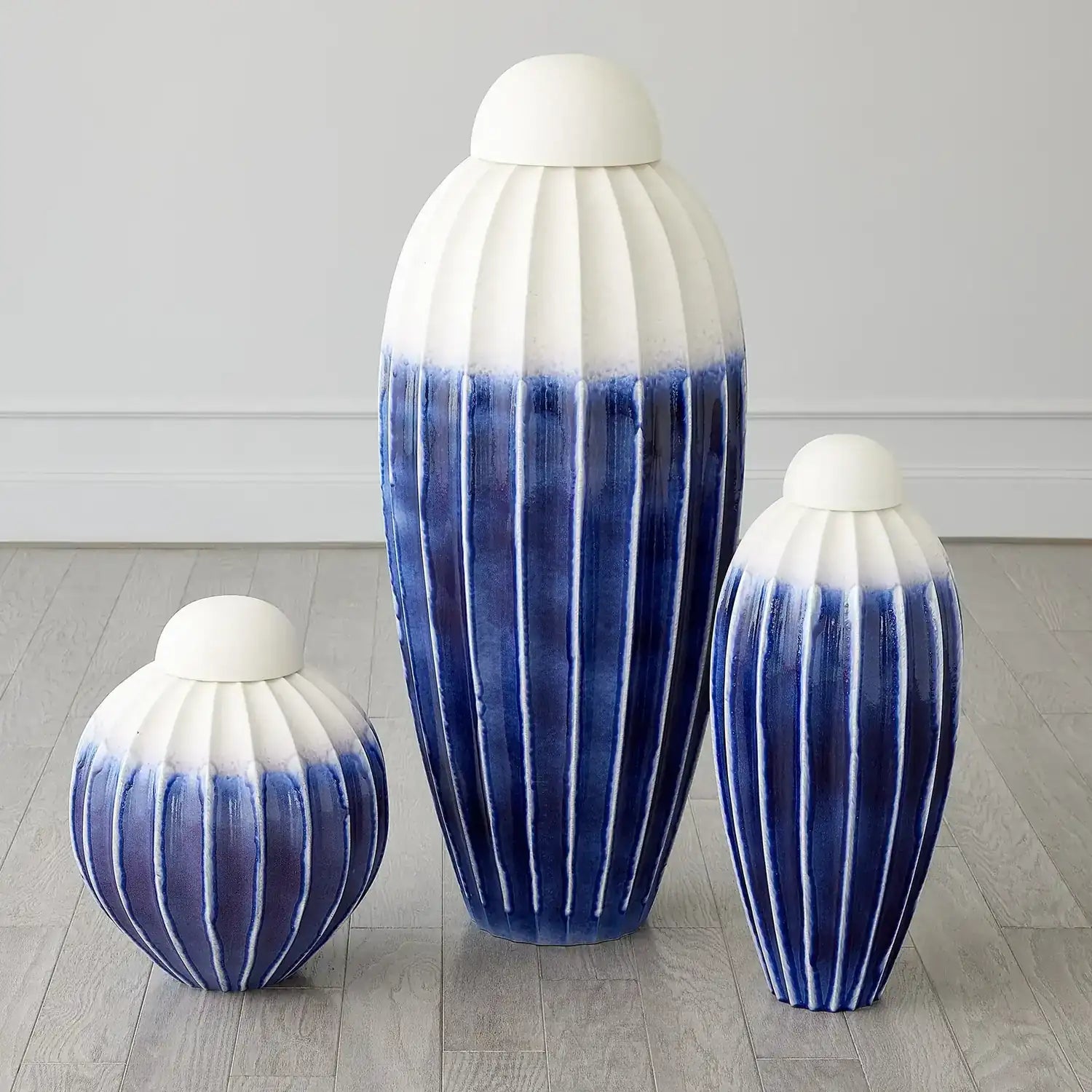 GLOBAL VIEWS FLUTED JAR W/LID - Decorative Accents
