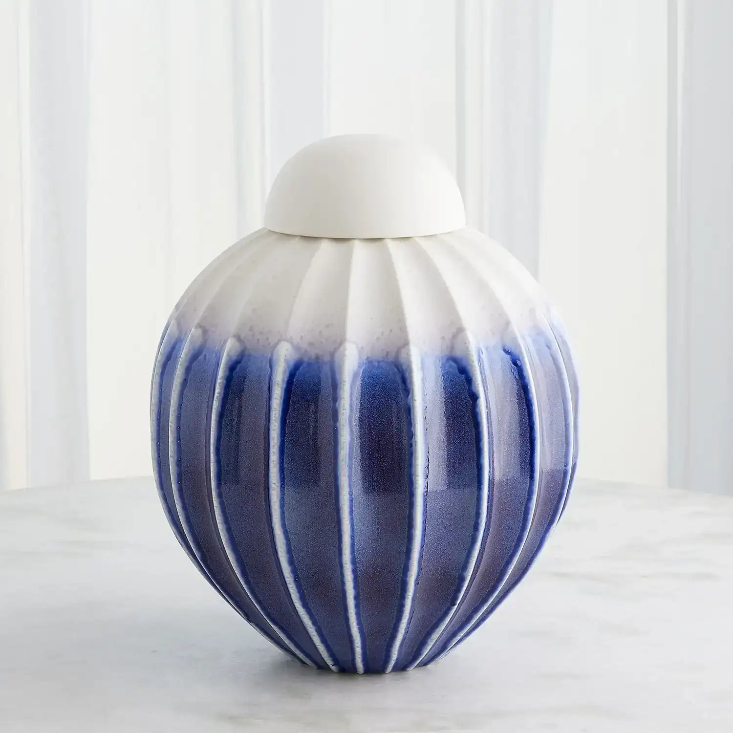 GLOBAL VIEWS FLUTED JAR W/LID - Decorative Accents