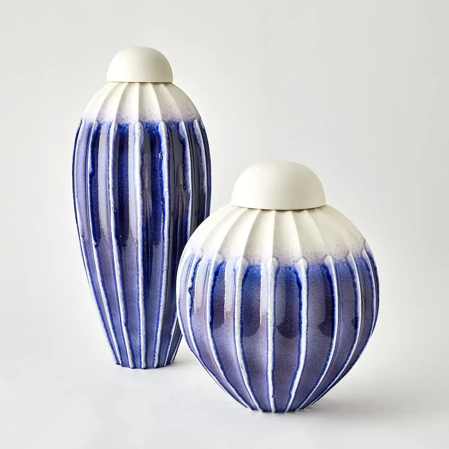 GLOBAL VIEWS FLUTED JAR W/LID - Decorative Accents