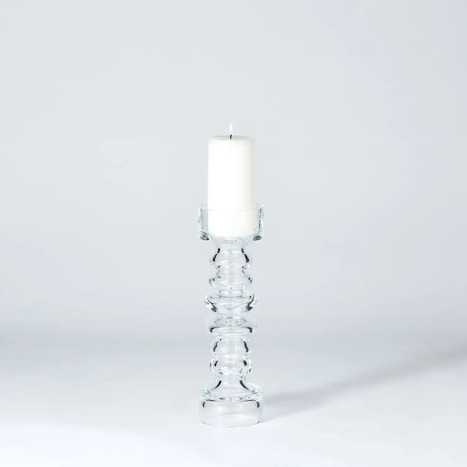 GLOBAL VIEWS GLASS RIBBED CANDLEHOLDER/VASE - DO NOT SHOW ON WEBSITE