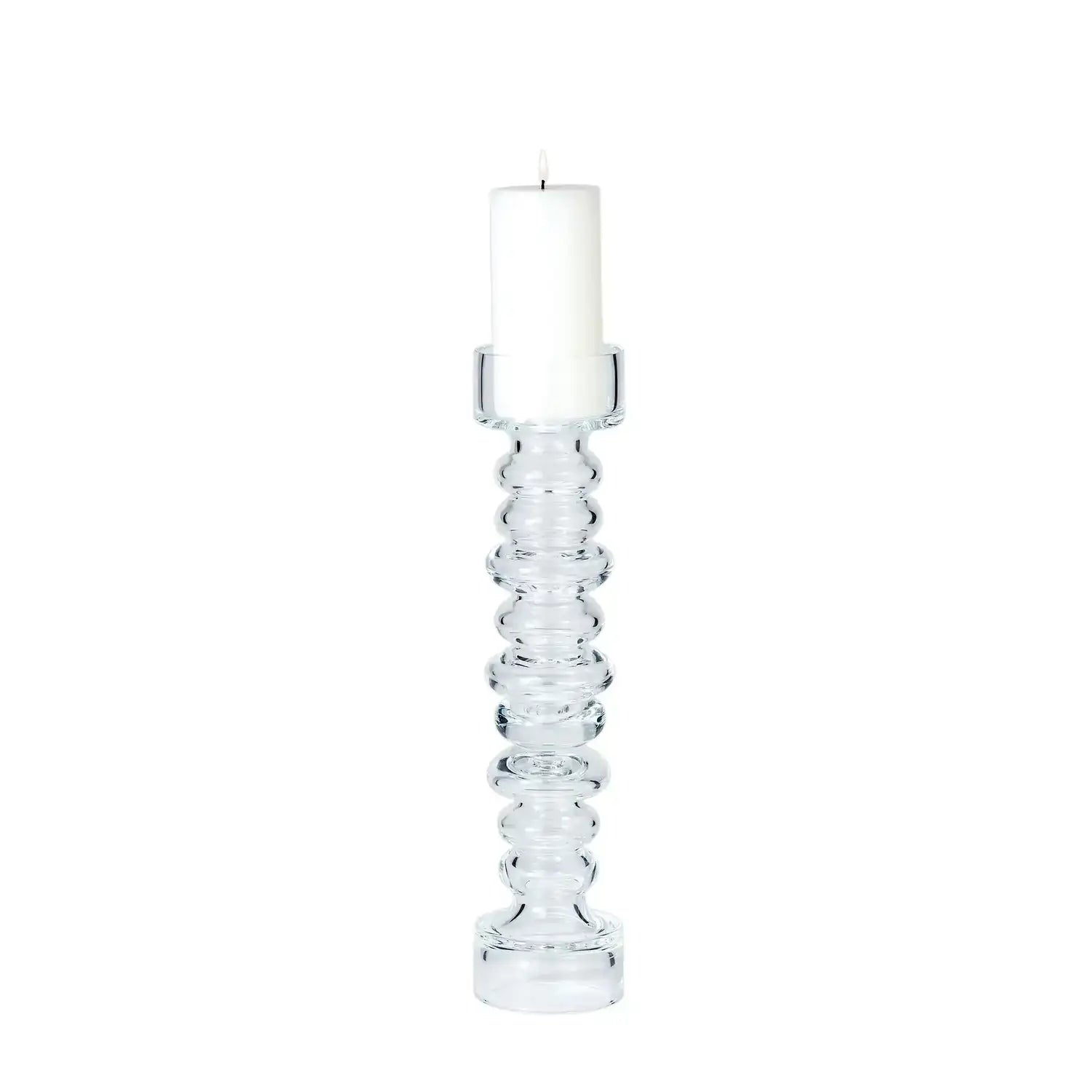 GLOBAL VIEWS GLASS RIBBED CANDLEHOLDER/VASE - DO NOT SHOW ON WEBSITE