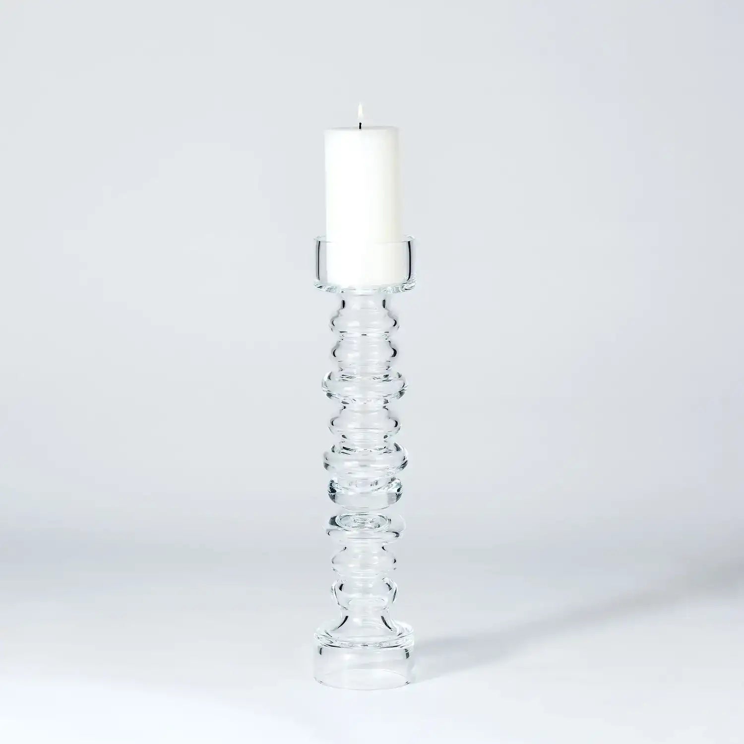 GLOBAL VIEWS GLASS RIBBED CANDLEHOLDER/VASE - DO NOT SHOW ON WEBSITE