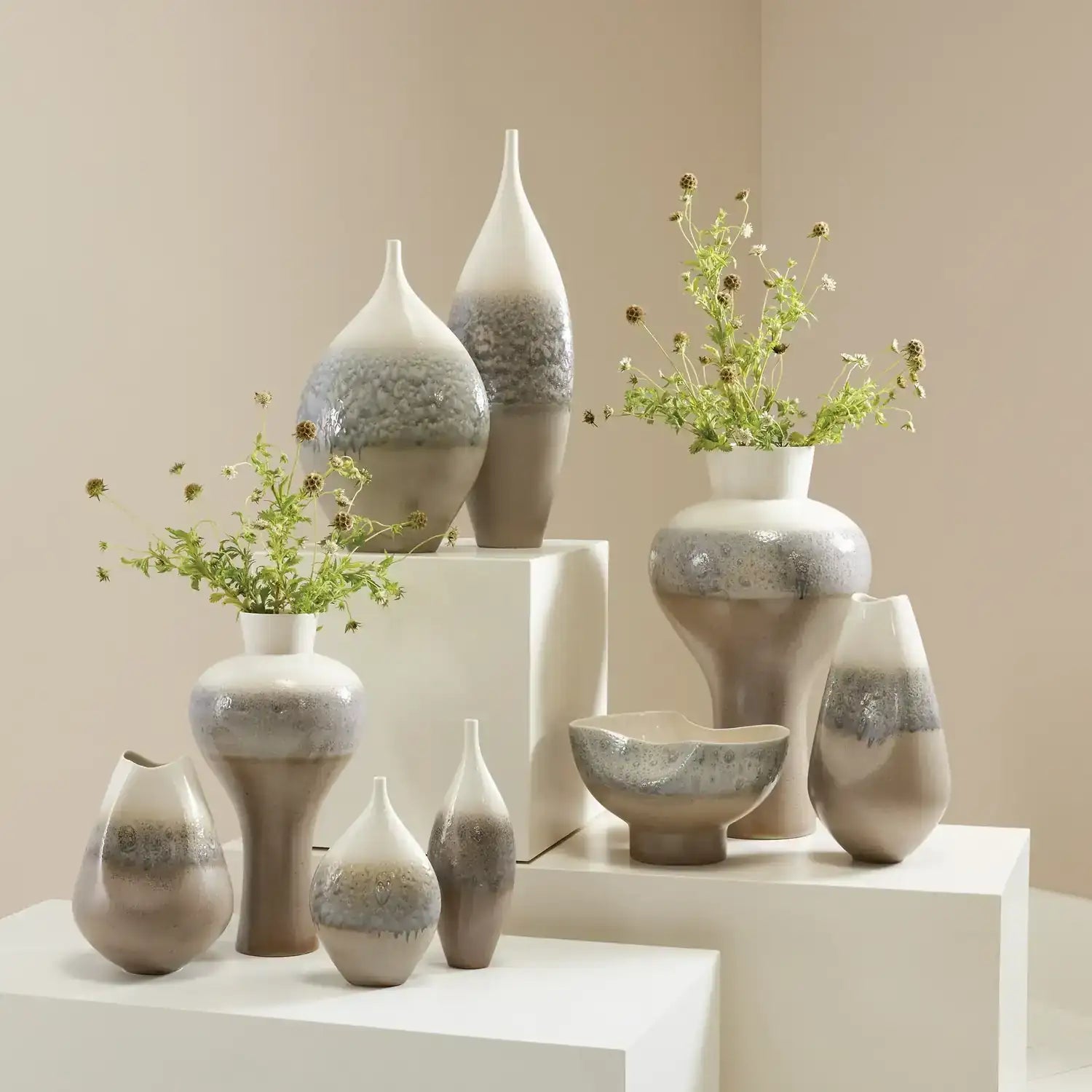 GLOBAL VIEWS CREAM RISES VASE - Decorative Accents