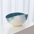 GLOBAL VIEWS IVORY TURQUOISE FEATHER SWIRL OVAL BOWL - Art